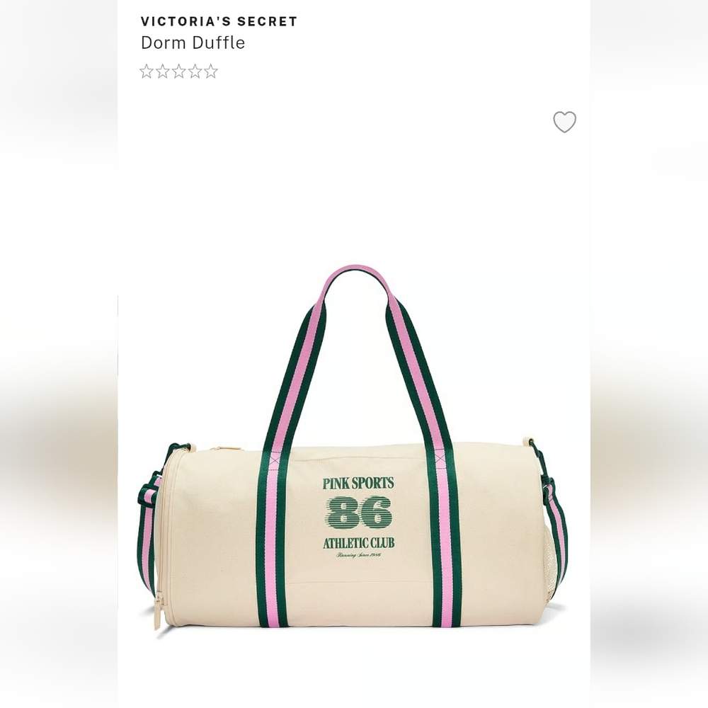 Victoria's Secret Cream Duffle Bag with Pink and Green Accents PINK SPORTS